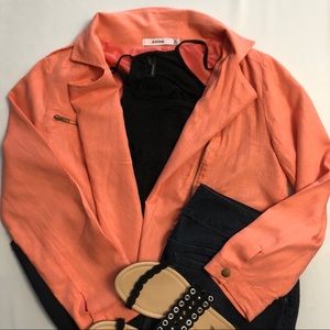 JustFab coral linen jacket blazer XL